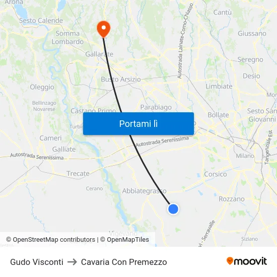 Gudo Visconti to Cavaria Con Premezzo map