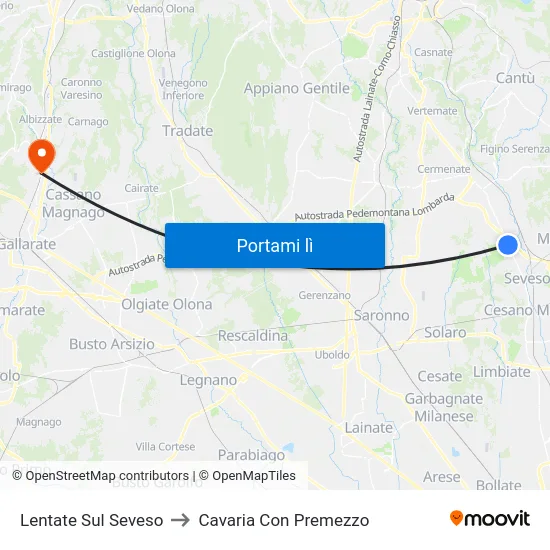 Lentate Sul Seveso to Cavaria Con Premezzo map