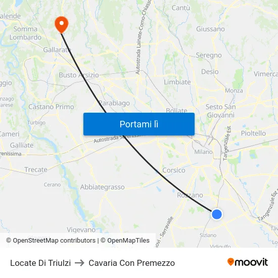 Locate Di Triulzi to Cavaria Con Premezzo map