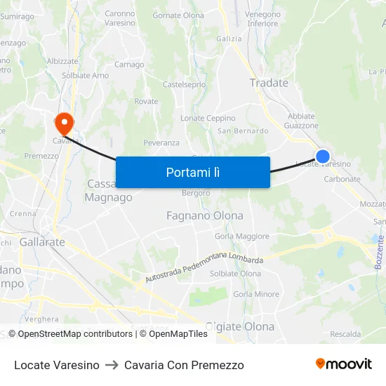 Locate Varesino to Cavaria Con Premezzo map