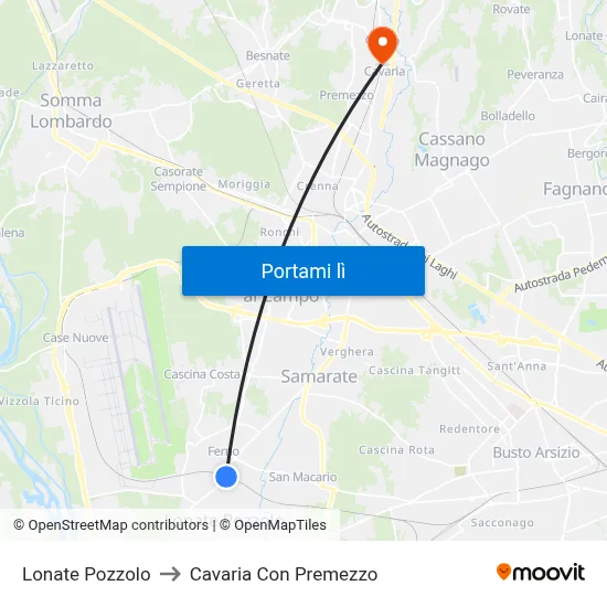 Lonate Pozzolo to Cavaria Con Premezzo map