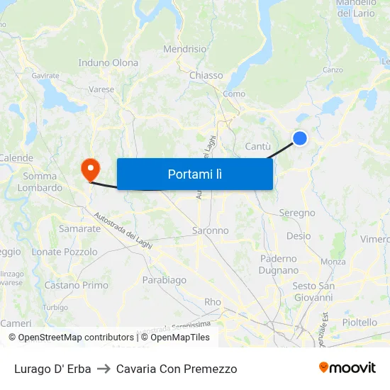 Lurago D' Erba to Cavaria Con Premezzo map