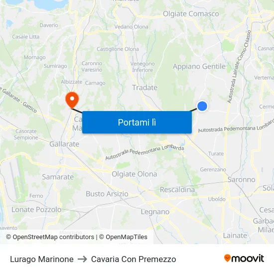 Lurago Marinone to Cavaria Con Premezzo map