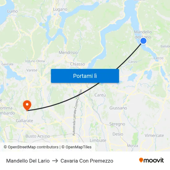 Mandello Del Lario to Cavaria Con Premezzo map