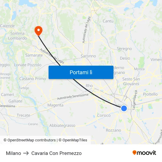 Milano to Cavaria Con Premezzo map