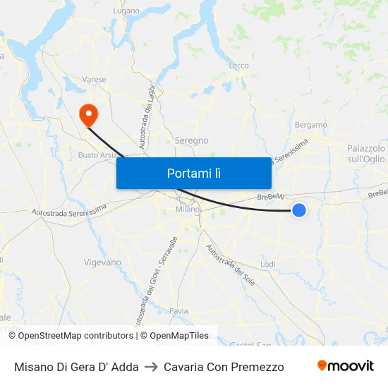Misano Di Gera D' Adda to Cavaria Con Premezzo map