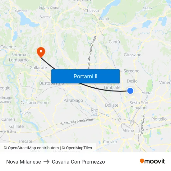 Nova Milanese to Cavaria Con Premezzo map