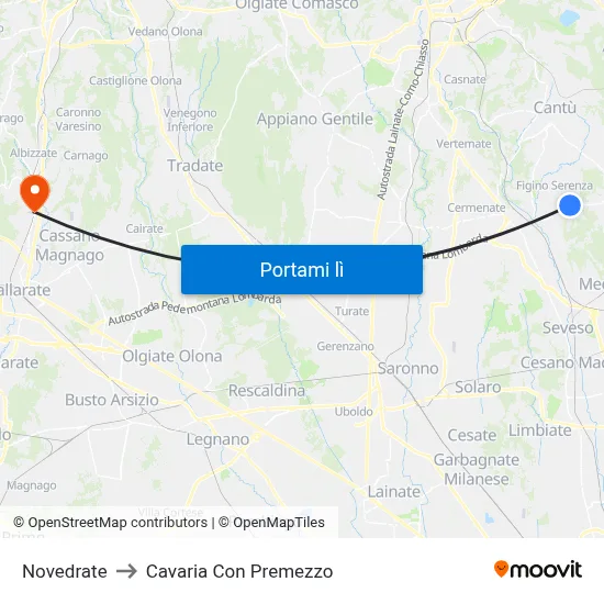 Novedrate to Cavaria Con Premezzo map