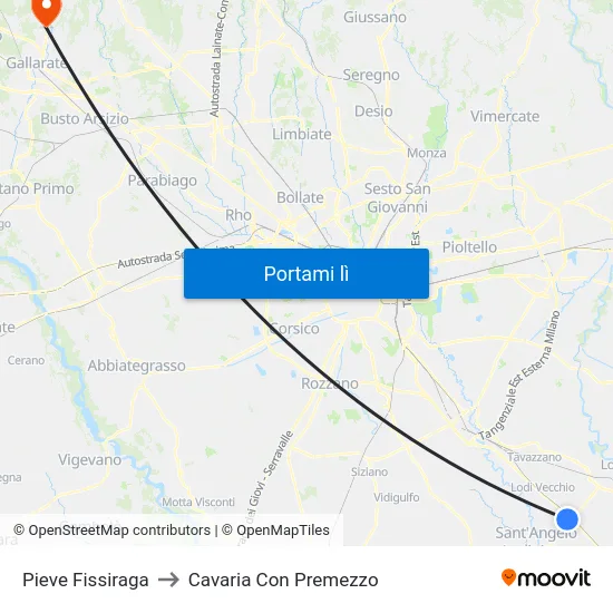 Pieve Fissiraga to Cavaria Con Premezzo map