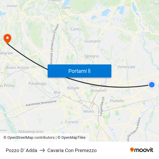 Pozzo D' Adda to Cavaria Con Premezzo map