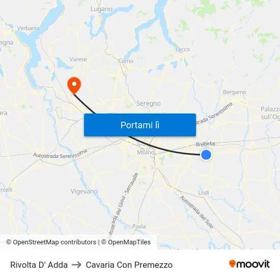 Rivolta D' Adda to Cavaria Con Premezzo map