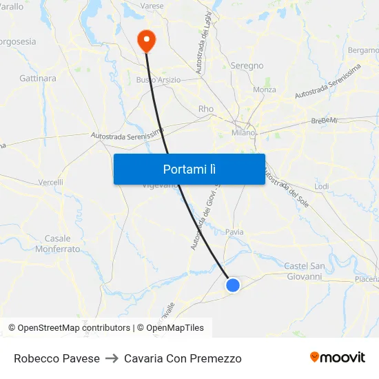 Robecco Pavese to Cavaria Con Premezzo map