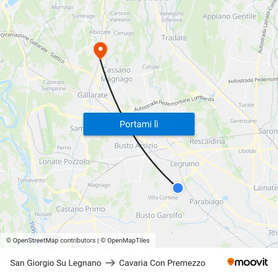 San Giorgio Su Legnano to Cavaria Con Premezzo map