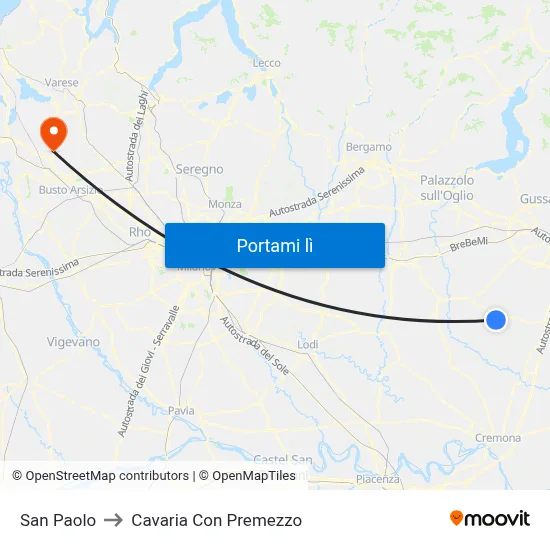 San Paolo to Cavaria Con Premezzo map