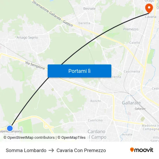 Somma Lombardo to Cavaria Con Premezzo map