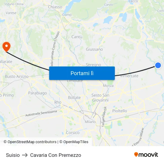 Suisio to Cavaria Con Premezzo map