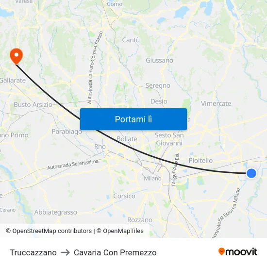 Truccazzano to Cavaria Con Premezzo map