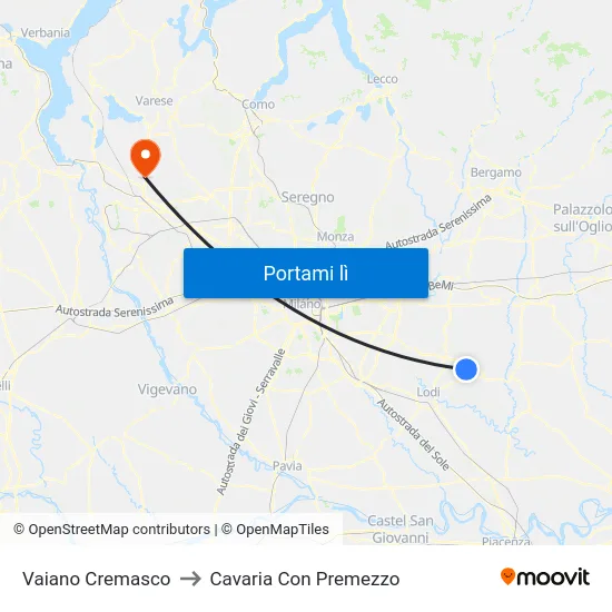 Vaiano Cremasco to Cavaria Con Premezzo map