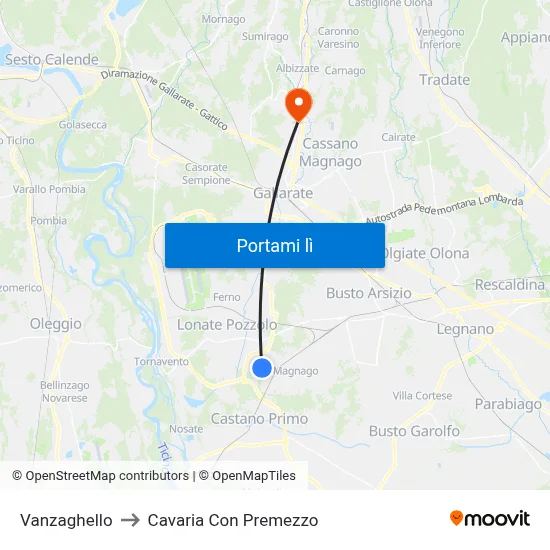 Vanzaghello to Cavaria Con Premezzo map