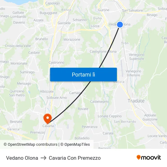 Vedano Olona to Cavaria Con Premezzo map
