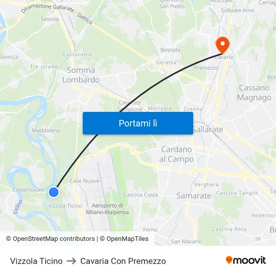 Vizzola Ticino to Cavaria Con Premezzo map