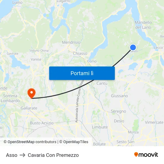 Asso to Cavaria Con Premezzo map
