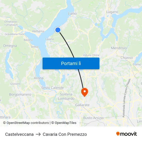 Castelveccana to Cavaria Con Premezzo map