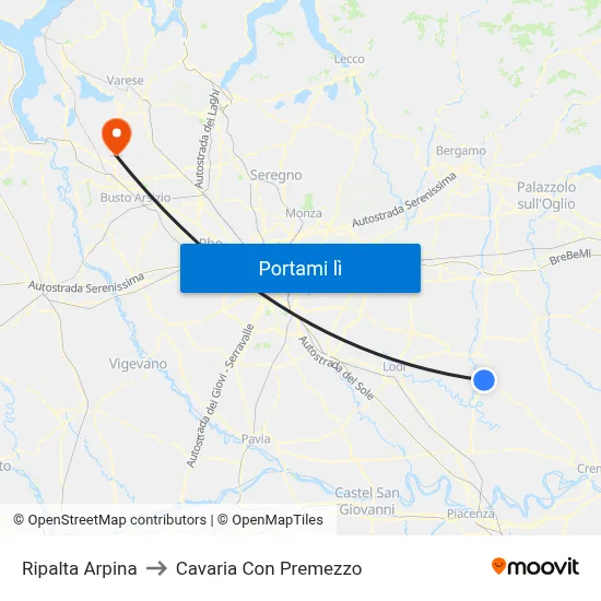 Ripalta Arpina to Cavaria Con Premezzo map