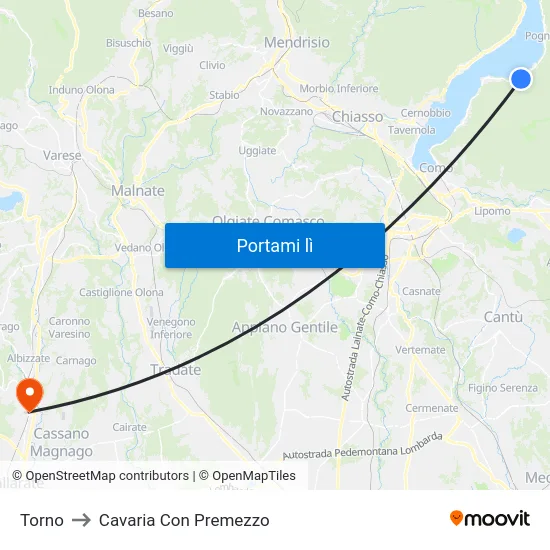 Torno to Cavaria Con Premezzo map