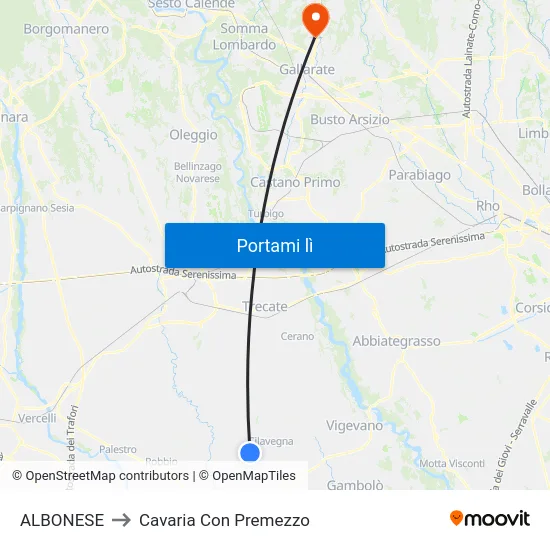 ALBONESE to Cavaria Con Premezzo map