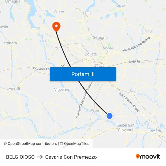 BELGIOIOSO to Cavaria Con Premezzo map
