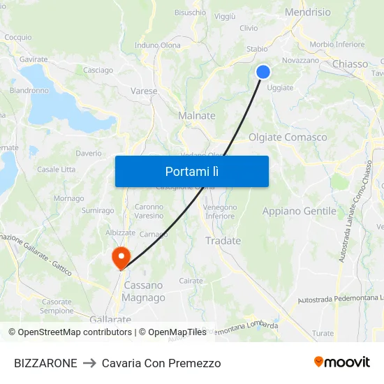 BIZZARONE to Cavaria Con Premezzo map