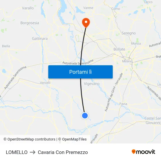 LOMELLO to Cavaria Con Premezzo map