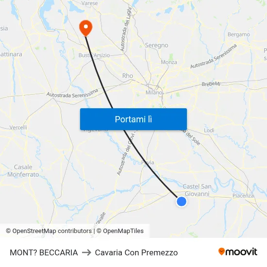 MONT? BECCARIA to Cavaria Con Premezzo map