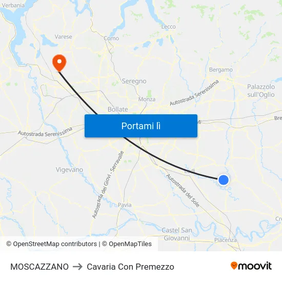 MOSCAZZANO to Cavaria Con Premezzo map