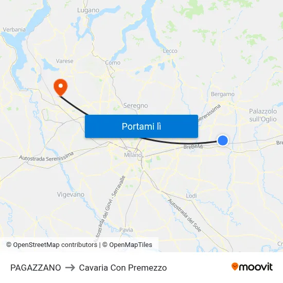 PAGAZZANO to Cavaria Con Premezzo map