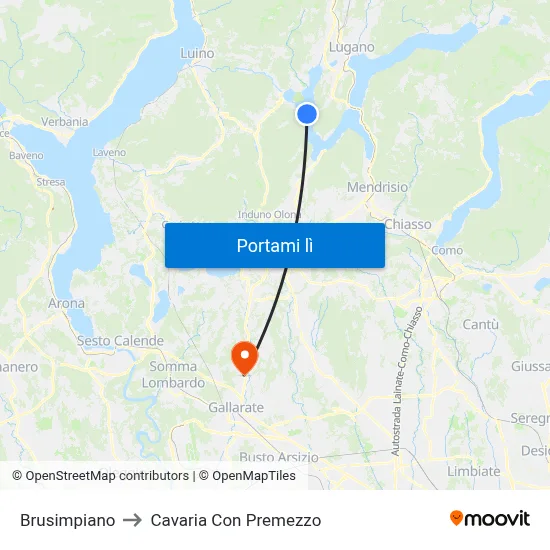 Brusimpiano to Cavaria Con Premezzo map