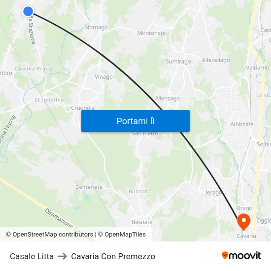 Casale Litta to Cavaria Con Premezzo map