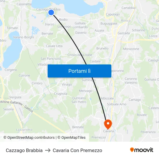 Cazzago Brabbia to Cavaria Con Premezzo map
