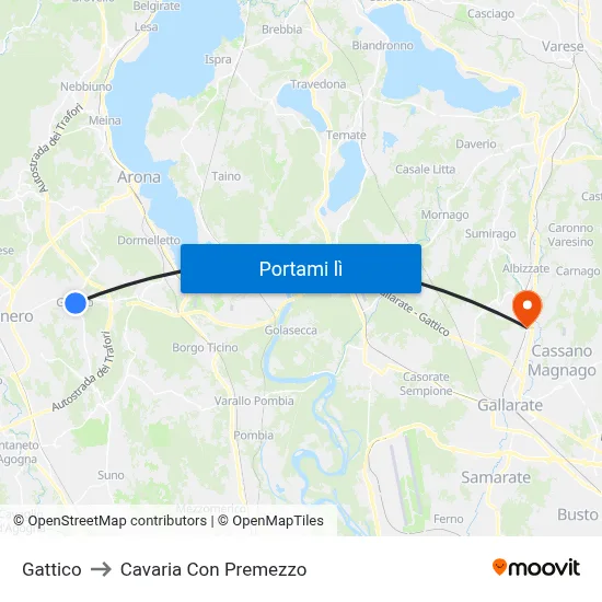 Gattico to Cavaria Con Premezzo map