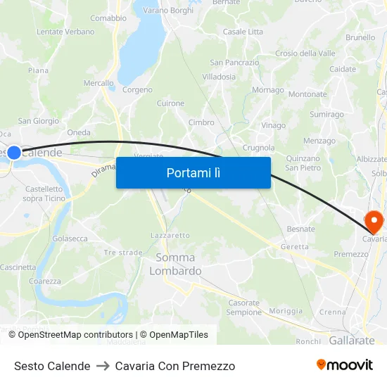 Sesto Calende to Cavaria Con Premezzo map