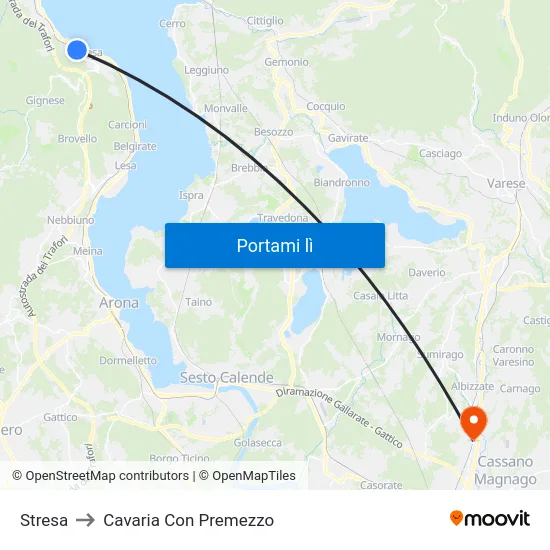 Stresa to Cavaria Con Premezzo map