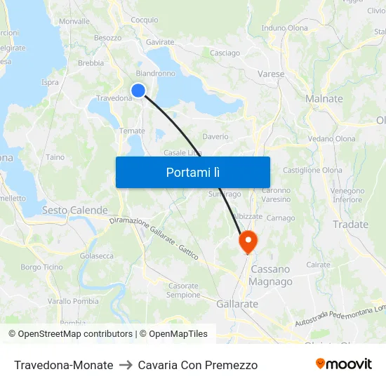 Travedona-Monate to Cavaria Con Premezzo map