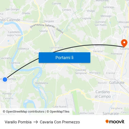 Varallo Pombia to Cavaria Con Premezzo map