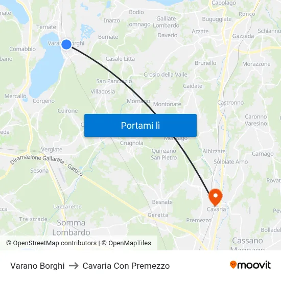 Varano Borghi to Cavaria Con Premezzo map