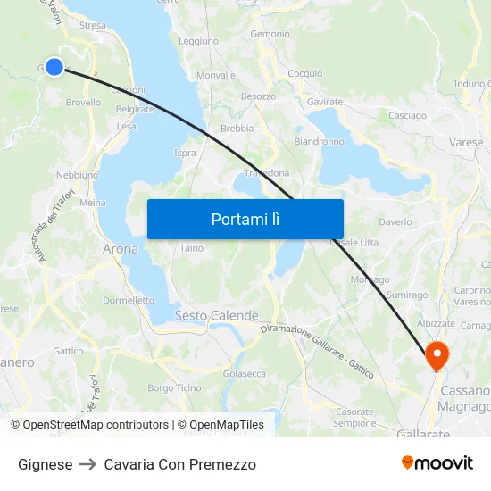Gignese to Cavaria Con Premezzo map
