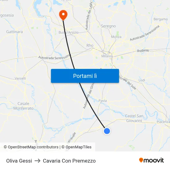 Oliva Gessi to Cavaria Con Premezzo map