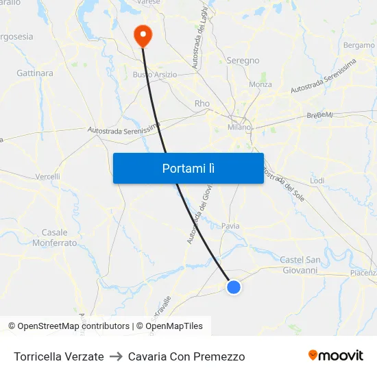 Torricella Verzate to Cavaria Con Premezzo map