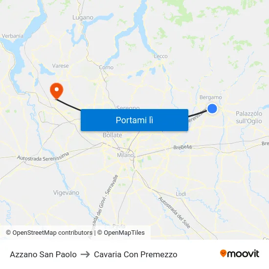 Azzano San Paolo to Cavaria Con Premezzo map