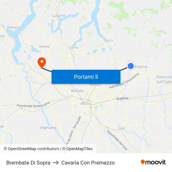 Brembate Di Sopra to Cavaria Con Premezzo map
